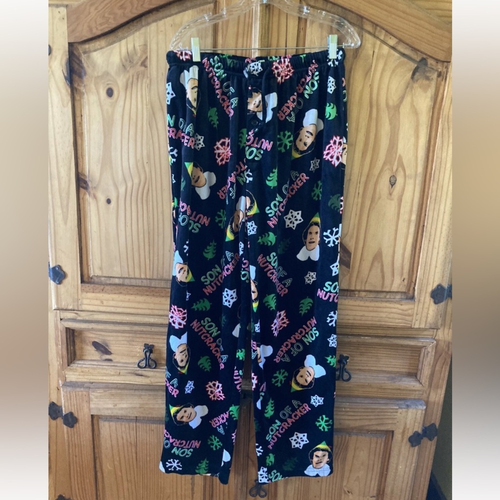 Men’s Elf Son Of A Nutcracker black green fleece pajama lounge pants - size XL